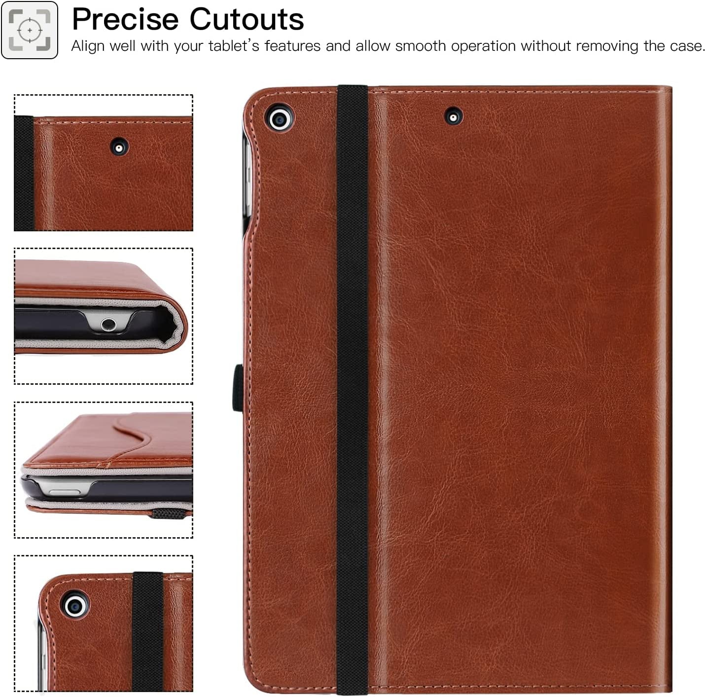 for New Ipad 9Th/8Th/7Th Generation Case 10.2 Inch 2021/2020/2019, Premium PU Leather Folding Stand Cover for Ipad 10.2" 9/8/7 Gen, Brown