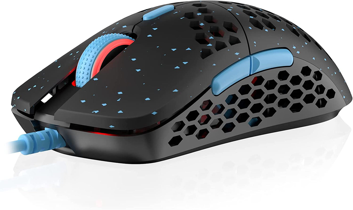 Mira M Ultra Lightweight RGB Gaming Mouse | Honeycomb Shell | 63 Grams | Max 12000 Cpi | USB Wired | 6 Programmable Buttons | On-Board Memory | anti Slip Grips | Mira-M Monza