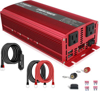 1500W Power Inverter for Car Vehicles Inverter 12V to 110V AC with LCD Display, 2AC Outlets, 3.1A USB Charging Ports (Black)