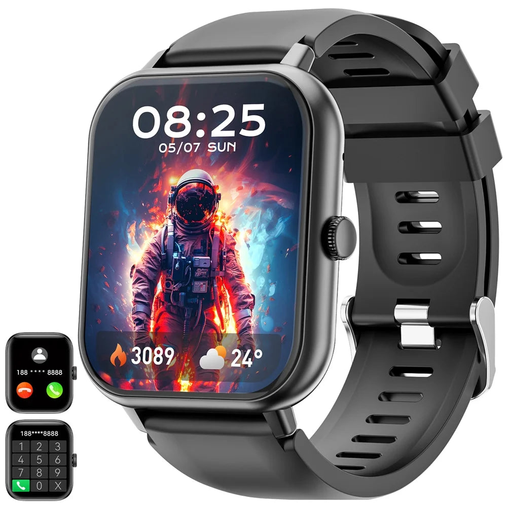 Smart Watch for Android Phone Iphone Compatible IP67 Waterproof Smart Watch Touch Screen Fitness Tracker Fitness Watch Men Women（Black）