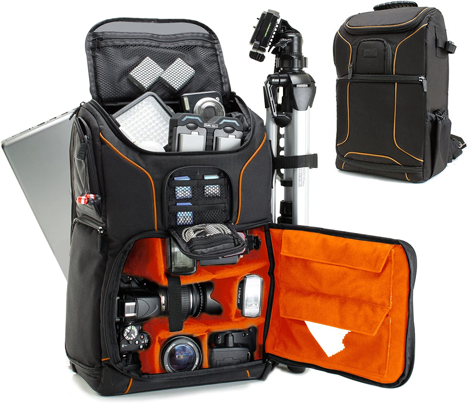 DSLR Camera Backpack Case - 15.6 Inch Laptop Compartment, Padded Custom Dividers, Tripod Holder, Rain Cover, Long-Lasting Durability and Storage Pockets - Compatible with Many Dslrs (Blue)