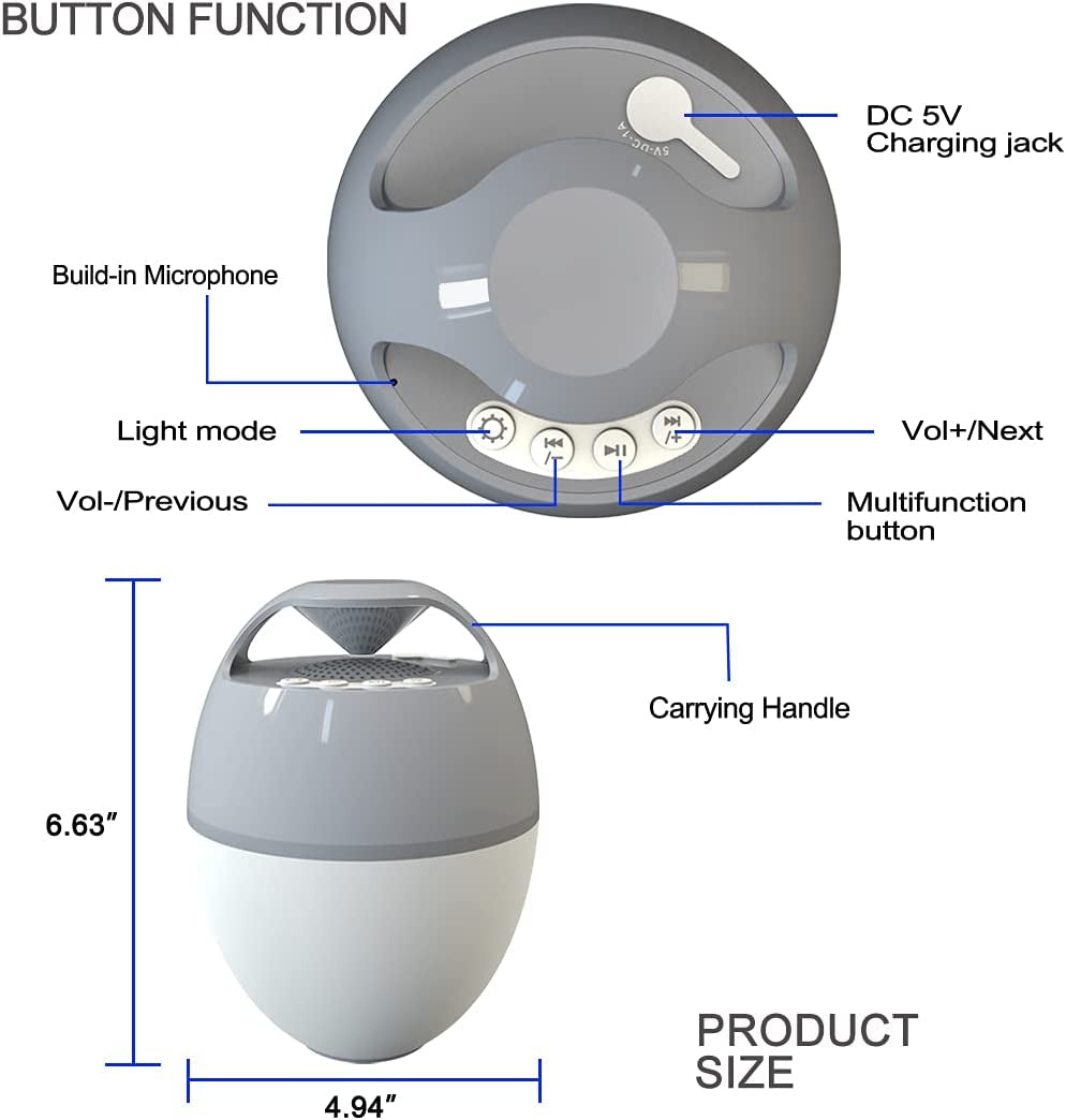 Portable Bluetooth Speaker with Colorful Lights, Floating Pool Speaker IP67 Waterproof Speaker,Louder Volume,Mic,82Ft Wireless Range Hot Tub Speaker for Outdoor Pool Home Party Travel.