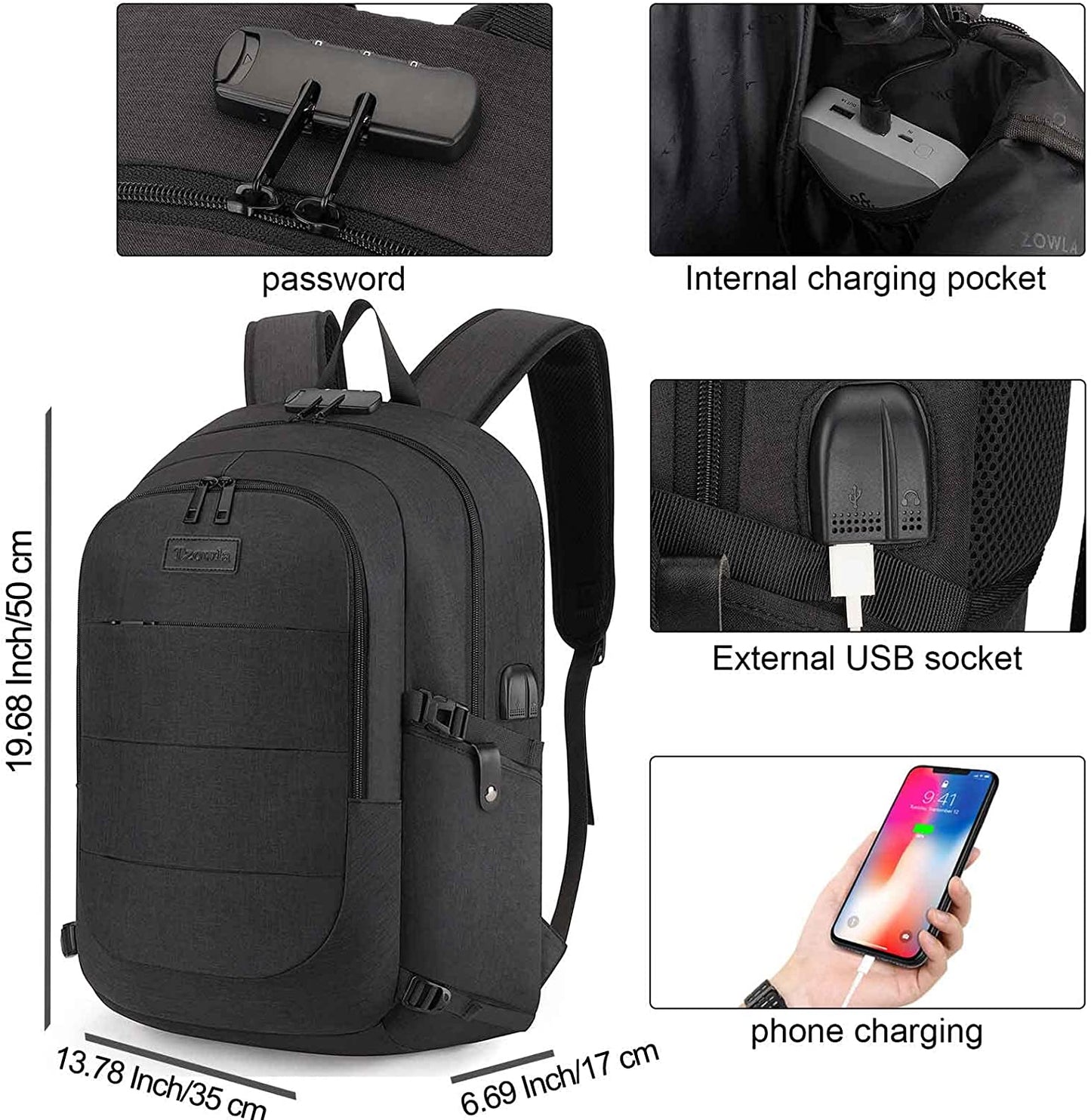 Laptop Backpack for Men Women,Travel Work Security anti Theft Water Resistant Durable Computer Bookbags with USB Charging Port,Gifts, Fit 14.3/15.6 Inch Accessories