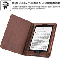 Folio Case for 6" Kindle Paperwhite (Fits 10Th Generation 2018 and All Paperwhite Generations Prior to 2018) - Book Style Vegan Leather Shockproof Cover with Auto Sleep/Wake, Vintage Brown