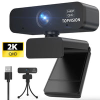 2K QHD Webcam with Microphone and Stand, Plug and Play Streaming Computer Camera Web Cam, PC Desktop Laptop USB Camera for Video Calling/Zoom/Meeting for Windows, Linux, Macos