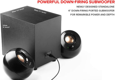 Pebble plus 2.1 Usb-Powered Desktop Speakers with Powerful Down-Firing Subwoofer and Far-Field Drivers, up to 8W RMS Total Power for Computer Pcs and Laptops (Black)