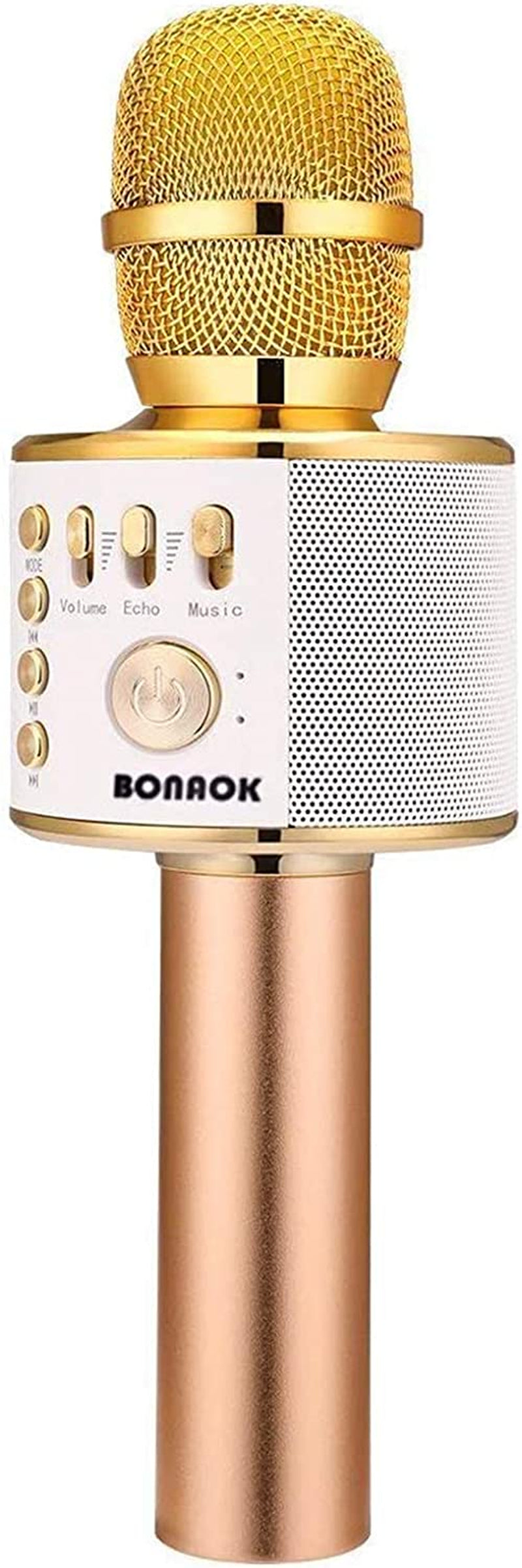 Wireless Bluetooth Karaoke Microphone, 3-In-1 Portable Handheld Mic Speaker Machine for All Smartphones, Gifts to Girls Boys Kids Adults All Age Q37(Black Gold)