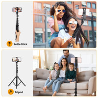 65.3" Phone Tripod Stand Mobile Selfie Tripod Stick with Remote Bluetooth Phone Clamp Travel Lightweight Smartphone Tripod Stand for Cell Phone Compact Camera Ring Light Video Recording Filming