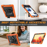 for Samsung Galaxy Tab A7 10.4 Case 2020/2022, SM-T500/ T503 Case, Durable Sturdy Case with Screen Protector Swivel Stand Hand Shoulder Strap Drop-Proof for Galaxy A7 Tablet Case - Orange