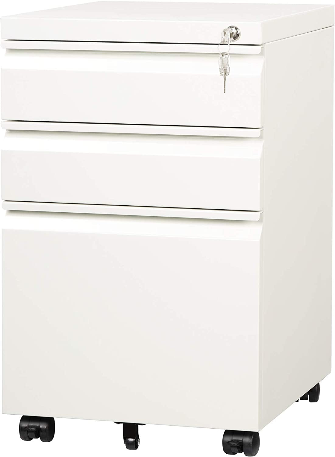 3 Drawer Mobile File Cabinet under Desk Office, Fully Assembled except Casters, Letter/Legal Size, Black