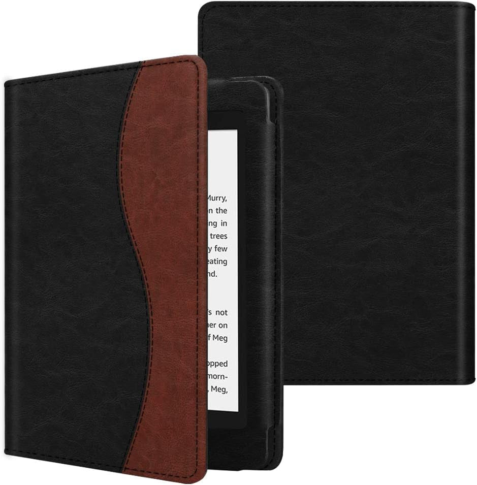 Folio Case for 6" Kindle Paperwhite (Fits 10Th Generation 2018 and All Paperwhite Generations Prior to 2018) - Book Style Vegan Leather Shockproof Cover with Auto Sleep/Wake, Vintage Brown