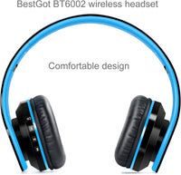 Kids Bluetooth Headphones BT6002 Wireless Headphones for Kids Children Adults for School Foldable Headset for 18 Hours for Pc/Phone/Tablets/Tv (Black/Blue)