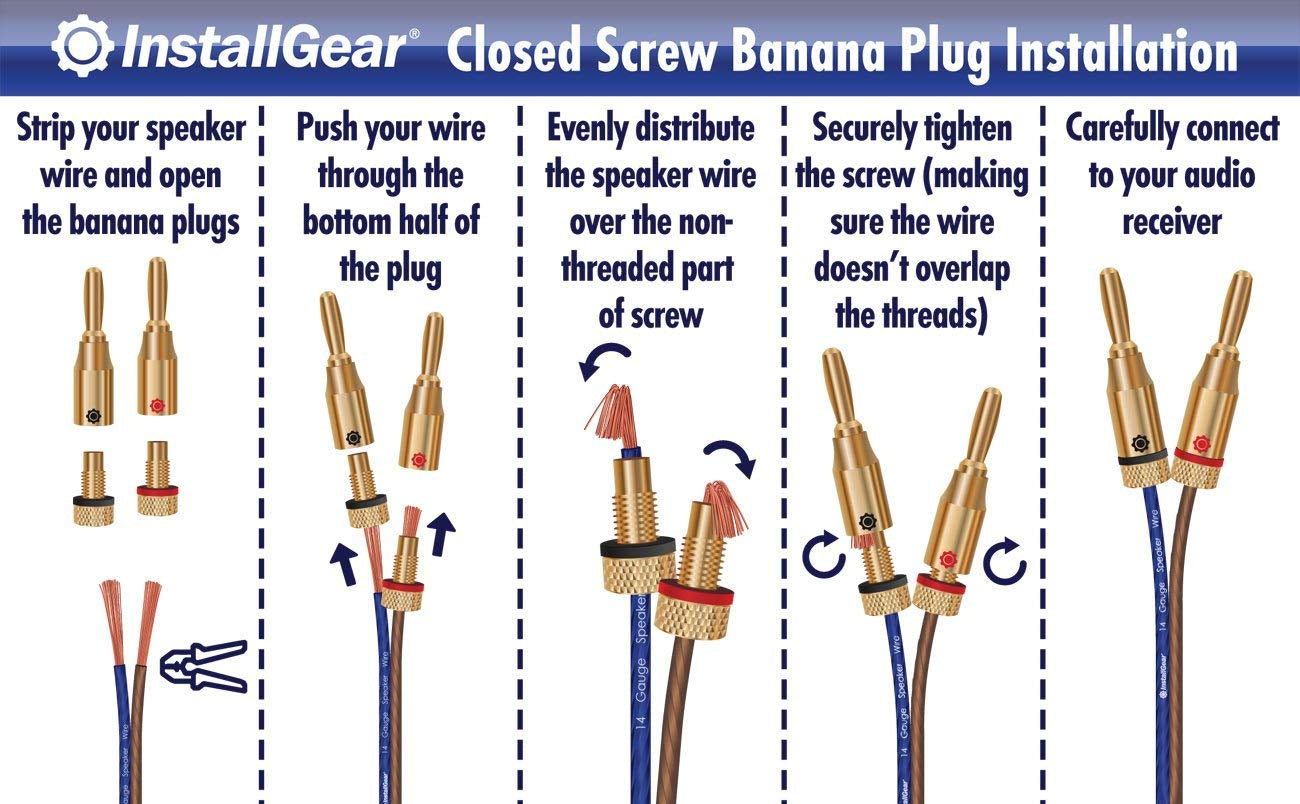 12 Gauge Speaker Wire with 12 Banana Plugs (100Ft) - 12 AWG Speaker Wire Speaker Cable 99.9% | Oxygen-Free Copper - True Spec and Touch Cable | Speaker Wire 12 Gauge | Outdoor Speaker Wire