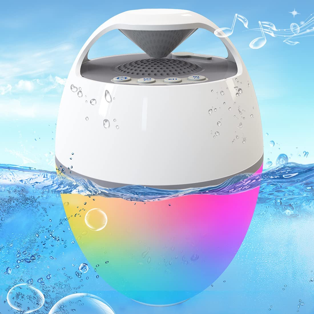 Portable Bluetooth Speaker with Colorful Lights, Floating Pool Speaker IP67 Waterproof Speaker,Louder Volume,Mic,82Ft Wireless Range Hot Tub Speaker for Outdoor Pool Home Party Travel.