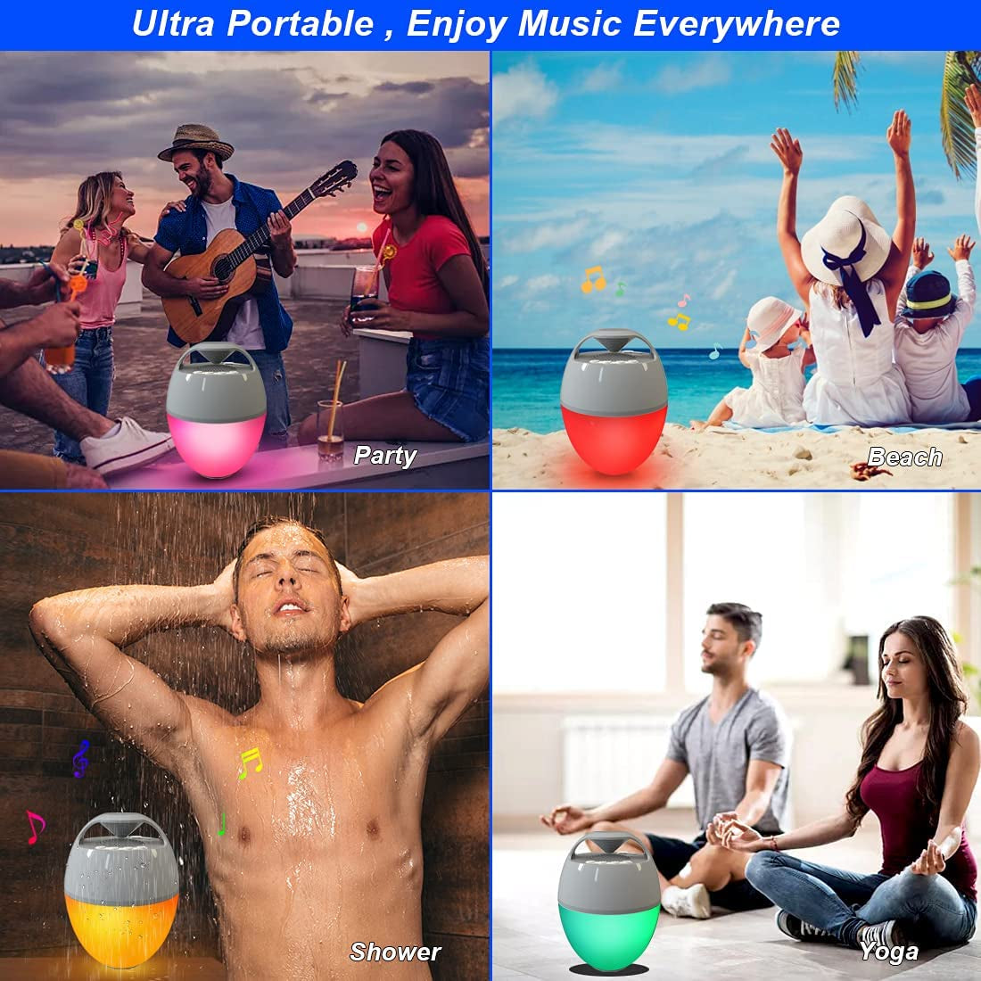 Portable Bluetooth Speaker with Colorful Lights, Floating Pool Speaker IP67 Waterproof Speaker,Louder Volume,Mic,82Ft Wireless Range Hot Tub Speaker for Outdoor Pool Home Party Travel.