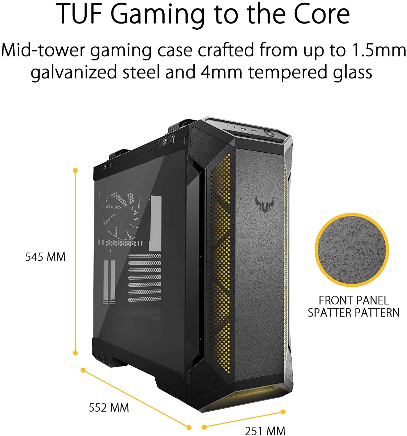 TUF Gaming GT501 Mid-Tower Computer Case for up to EATX Motherboards with USB 3.0 Front Panel Cases GT501/GRY/WITH Handle