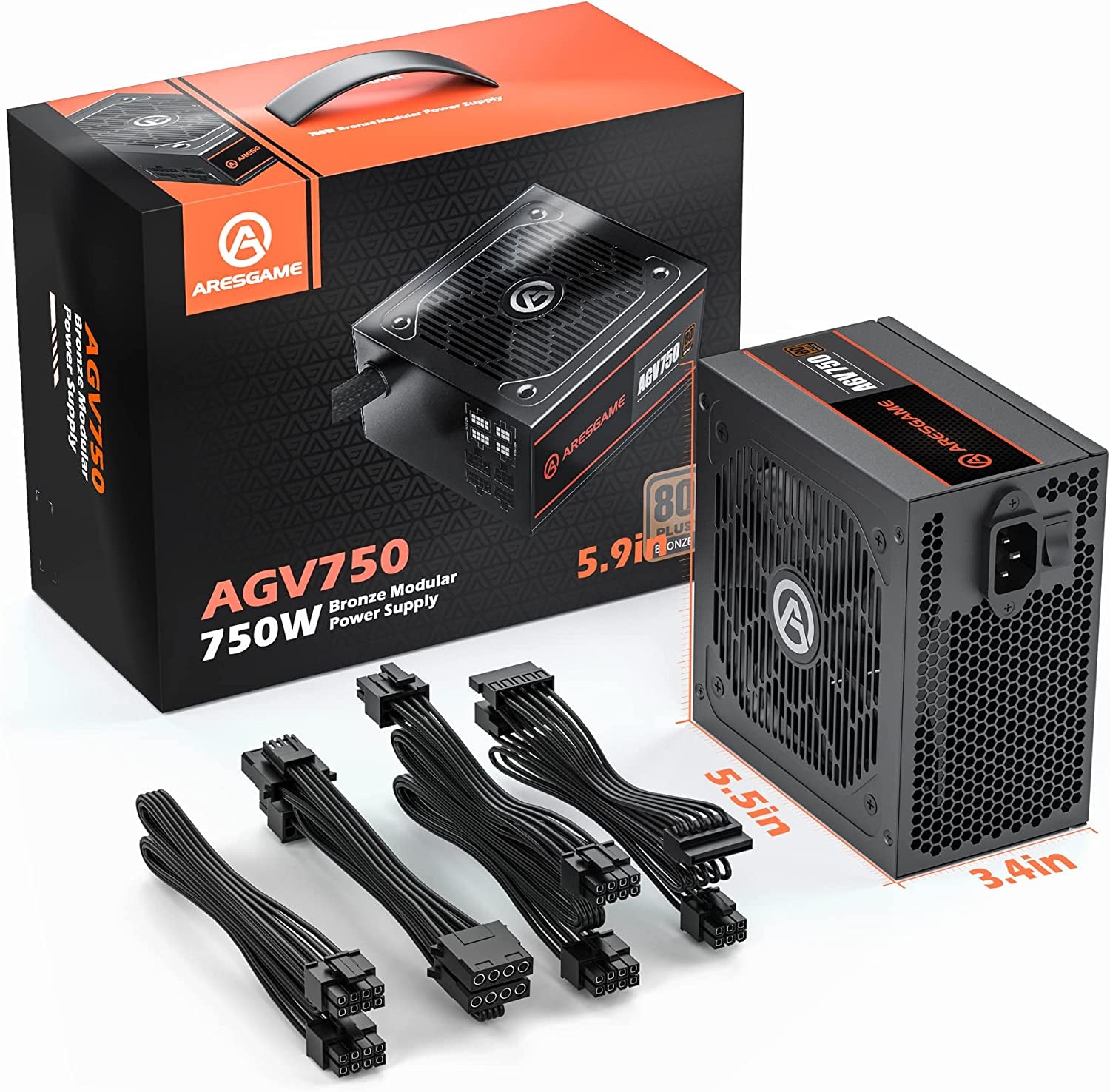 Power Supply 750W 80 plus Bronze Certified Semi Modular PSU (, AGV750)