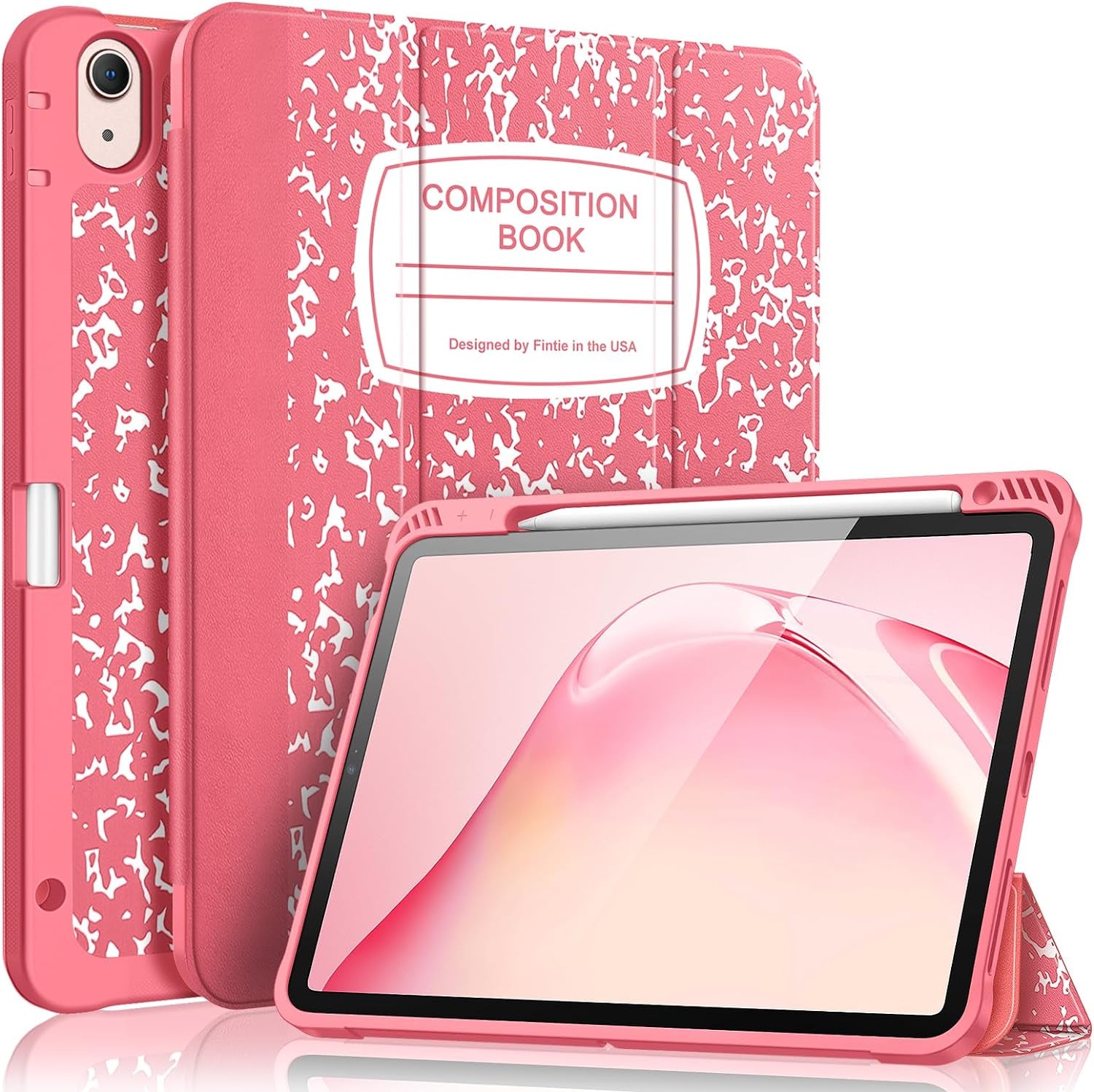 Slimshell Case for Ipad Air 5Th Generation (2022) / 4Th Generation (2020) 10.9 Inch - Flexible Soft TPU Stand Back Cover with Pencil Holder, Auto Sleep/Wake, Composition Book