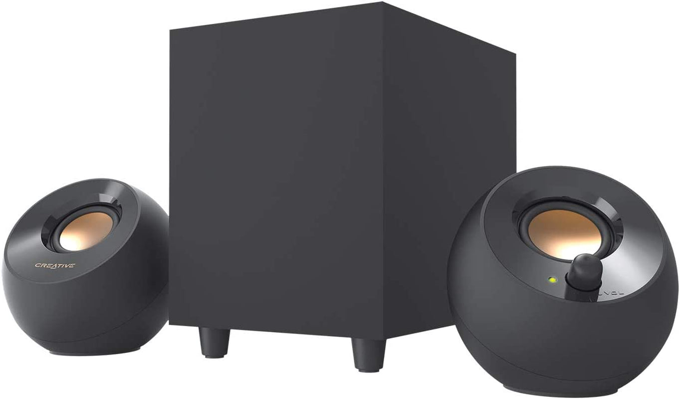 Pebble plus 2.1 Usb-Powered Desktop Speakers with Powerful Down-Firing Subwoofer and Far-Field Drivers, up to 8W RMS Total Power for Computer Pcs and Laptops (Black)