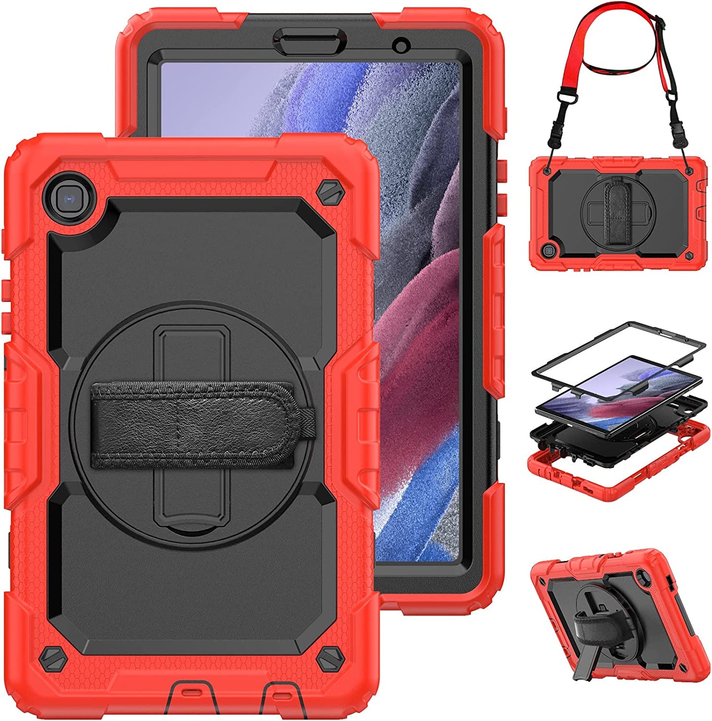 for Samsung Galaxy Tab A7 10.4 Case 2020/2022, SM-T500/ T503 Case, Durable Sturdy Case with Screen Protector Swivel Stand Hand Shoulder Strap Drop-Proof for Galaxy A7 Tablet Case - Orange