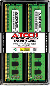 RAM 8GB Kit (2X4Gb) DDR3 1333 Mhz PC3-10600 DIMM - Desktop Computer Memory - CL9 240-Pin UDIMM Non-Ecc Unbuffered Upgrade Modules