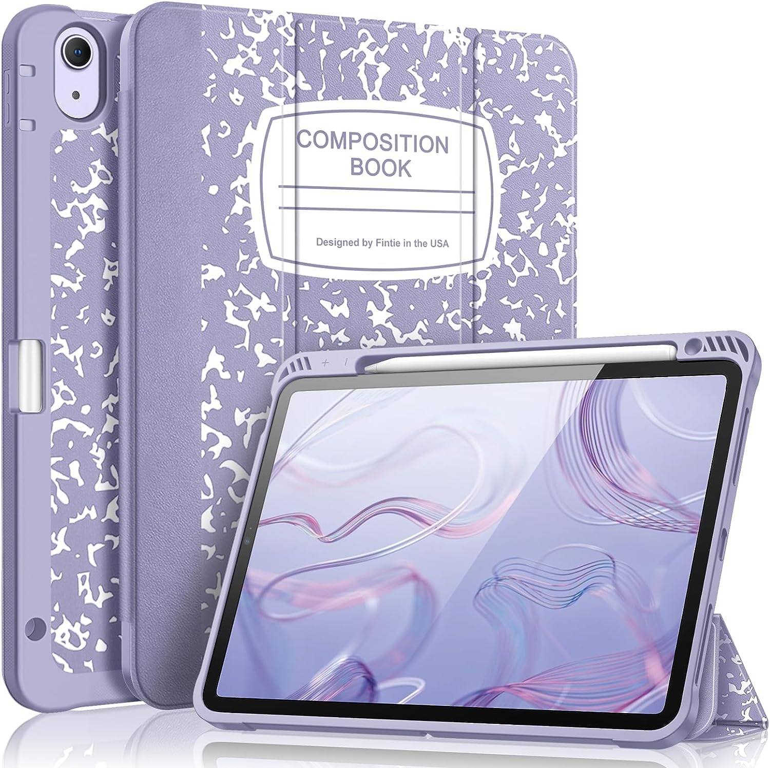 Slimshell Case for Ipad Air 5Th Generation (2022) / 4Th Generation (2020) 10.9 Inch - Flexible Soft TPU Stand Back Cover with Pencil Holder, Auto Sleep/Wake, Composition Book