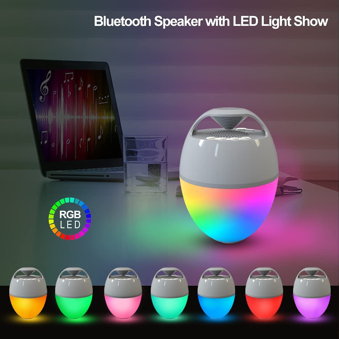 Portable Bluetooth Speaker with Colorful Lights, Floating Pool Speaker IP67 Waterproof Speaker,Louder Volume,Mic,82Ft Wireless Range Hot Tub Speaker for Outdoor Pool Home Party Travel.