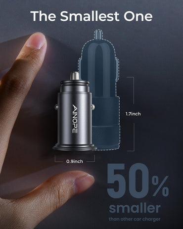 Car Charger,  Smallest 4.8A All Metal USB Car Charger Port Fast Charge Car Charger Adapter Flush Fit Compatible with Iphone 15 Pro Max Plus/14/13/12/11/X Ipad Air/Mini 3 Samsung Note 9/S10/S9