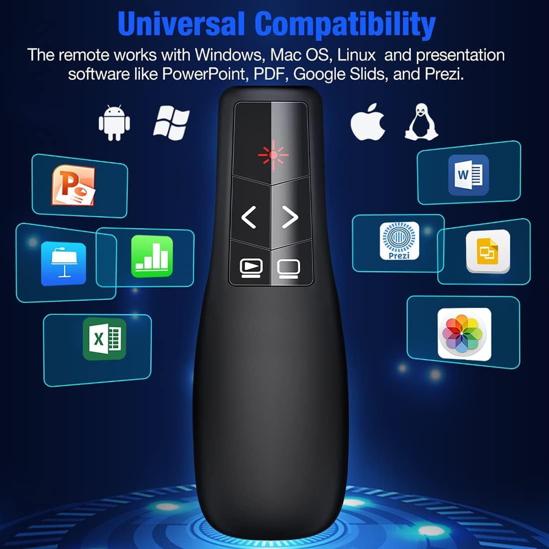 Wireless Presenter Remote, RF 2.4Ghz USB Presentation Remote Control Powerpoint Presentation Clicker for Keynote/Ppt/Mac/Pc