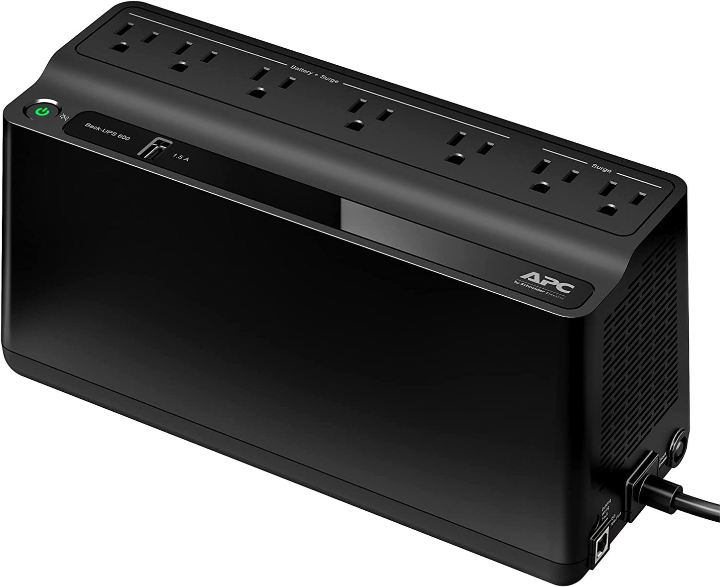 UPS Battery Backup and Surge Protector, 600VA Backup Battery Power Supply, BE600M1 Back-Ups with USB Charger Port