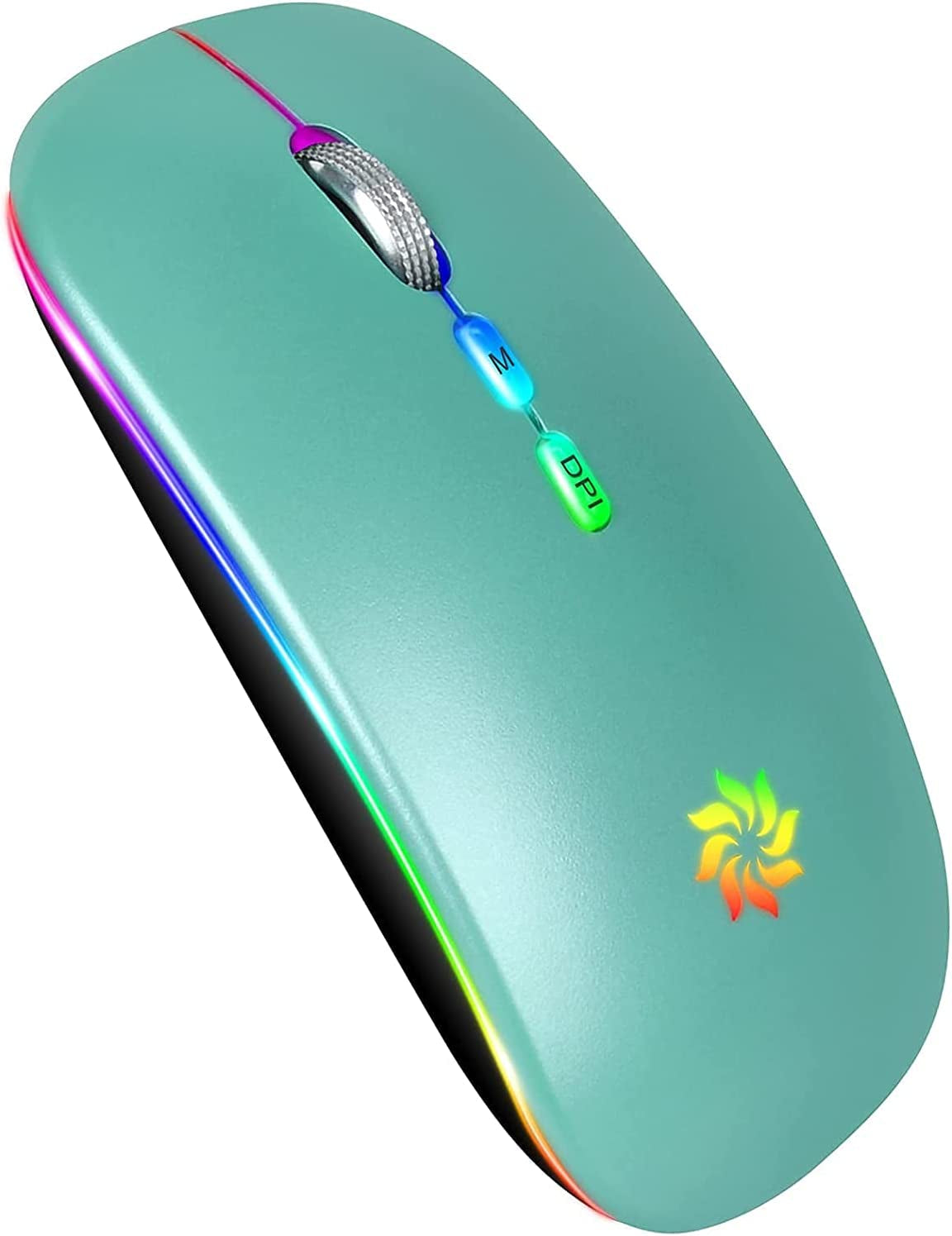 LED Wireless Mouse Slim Silent Mouse 2.4G Rechargeable Wireless Computer Mouse Wireless Mouse for Laptop, Macbook, Ipad, Chromebook, with USB & Type-C Receiver