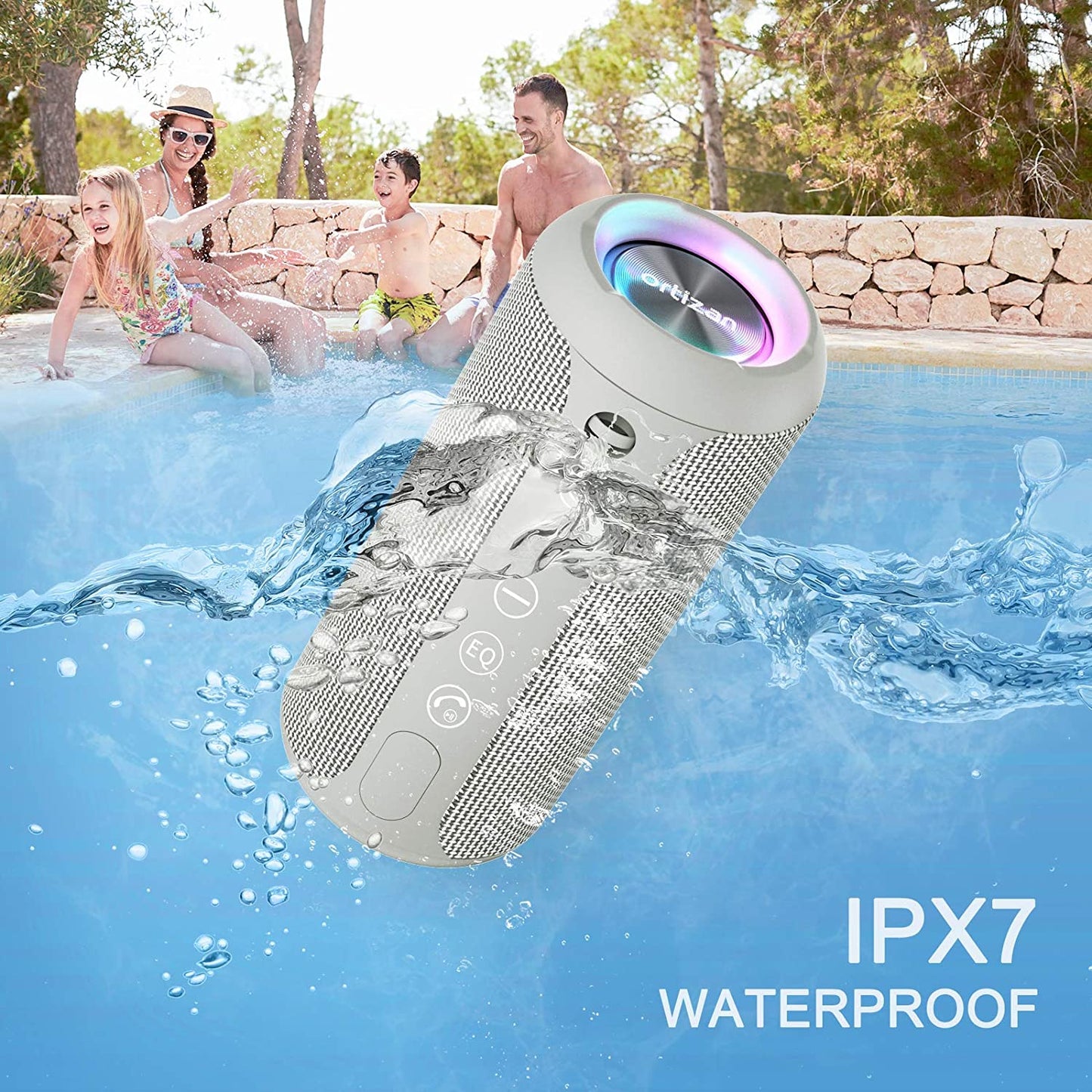 Portable Bluetooth Speaker, IPX7 Waterproof Wireless Speaker with 24W Loud Stereo Sound, Outdoor Speakers with Bluetooth 5.0, 30H Playtime,66Ft Bluetooth Range,Tws Pairing for Home