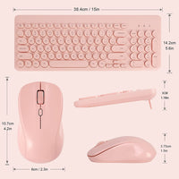 Wireless Keyboard and Mouse Combo, Sweet Pink Cute Keyboard, 2.4G USB Ergonomic Full-Sized Mute Keyboard for Computer, Laptop, PC Desktops, Mac