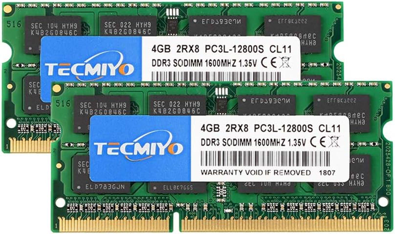 8GB Kit (2X4Gb) DDR3 1066Mhz PC3-8500 PC3-8500S Non ECC Unbuffered 1.5V CL7 2RX8 Dual Rank 204 Pin SODIMM Laptop Notebook Computer Memory Ram