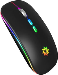 LED Wireless Mouse Slim Silent Mouse 2.4G Rechargeable Wireless Computer Mouse Wireless Mouse for Laptop, Macbook, Ipad, Chromebook, with USB & Type-C Receiver