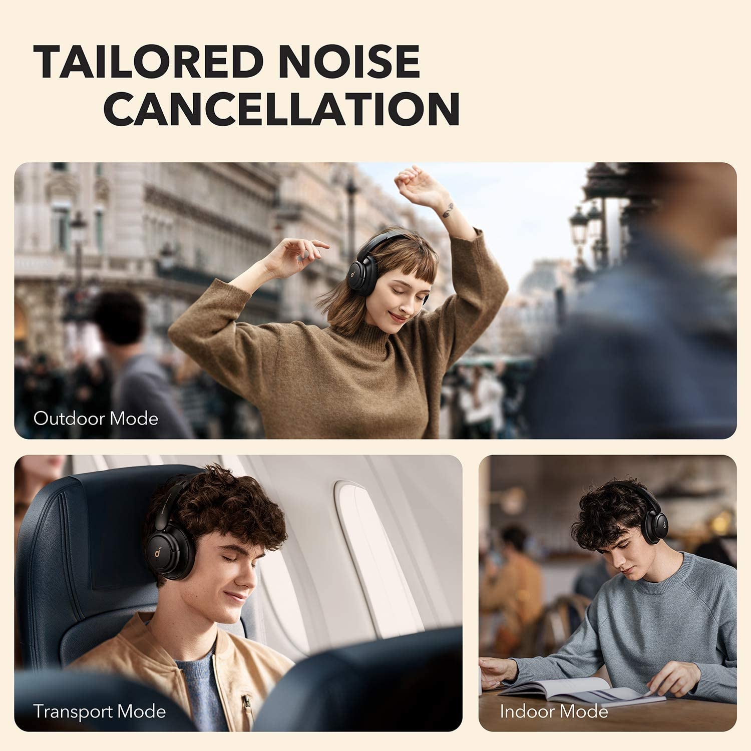 by Anker Life Q30 Hybrid Active Noise Cancelling Headphones with Multiple Modes, Hi-Res Sound, Custom EQ via App, 40H Playtime, Comfortable Fit, Bluetooth, Multipoint Connection