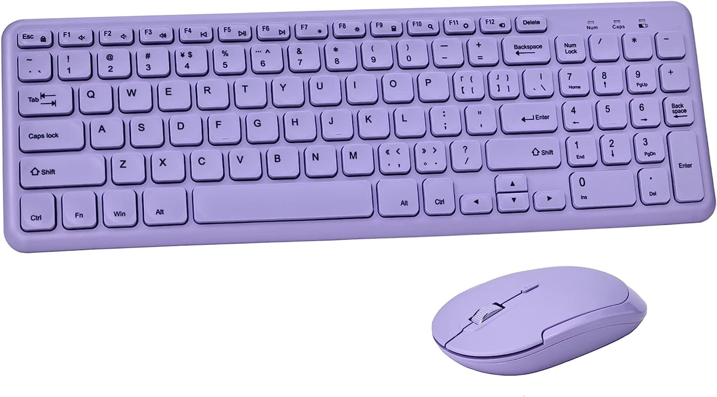 Wireless Keyboard and Mouse Combo, Sweet Pink Cute Keyboard, 2.4G USB Ergonomic Full-Sized Mute Keyboard for Computer, Laptop, PC Desktops, Mac