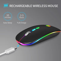 LED Wireless Mouse Slim Silent Mouse 2.4G Rechargeable Wireless Computer Mouse Wireless Mouse for Laptop, Macbook, Ipad, Chromebook, with USB & Type-C Receiver