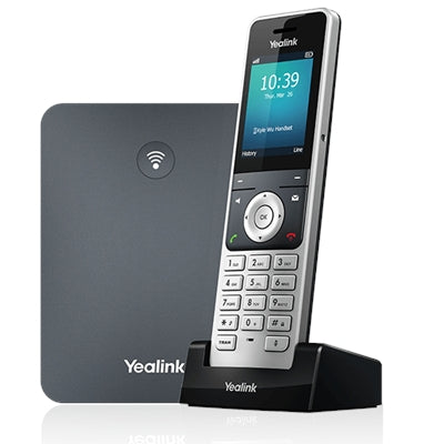 Yealink W76P IP Phone - Cordless - Corded - DECT - Wall Mountable, Desktop - Alabaster Silver, Classic Gray