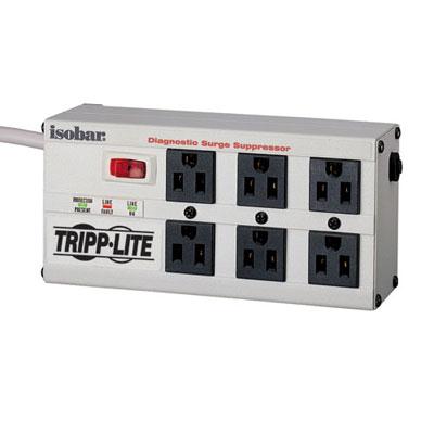 Tripp Lite by Eaton Isobar 6-Outlet Surge Protector, 6 ft. Cord with Right-Angle Plug, 3330 Joules, Diagnostic LEDs, Metal Housing