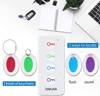 Key Finder with Extra 4 Long Chains,  Wireless Remote Control RF Key Finder Locator for Keys Wallet Phone Glasses Luggage Pet Tracker, White