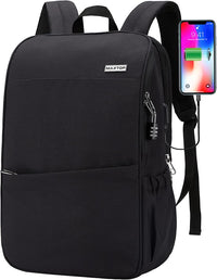 Deep Storage Laptop Backpack with USB Charging Port[Water Resistant] College Computer Bookbag Fits 16 Inch Laptop,Black