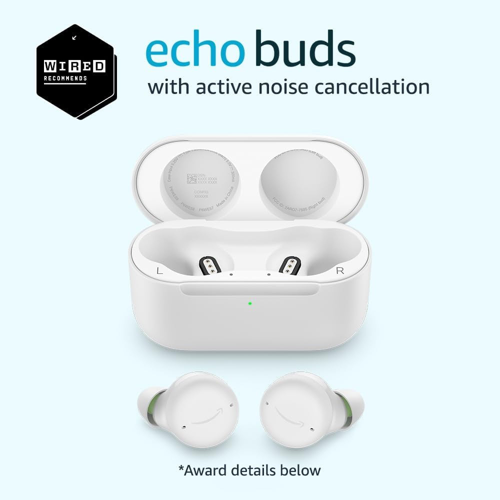 Echo Buds with Active Noise Cancellation (2021 Release, 2Nd Gen) | Wired Charging Case | Black