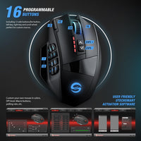 Venus Pro RGB Wireless MMO Gaming Mouse, 16,000 DPI Optical Sensor, 2.4 Ghz Transmission Technology, Ergonomic Design, 16M Chroma RGB Lighting, 16 Programmable Buttons, up to 70 Hours