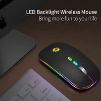 LED Wireless Mouse Slim Silent Mouse 2.4G Rechargeable Wireless Computer Mouse Wireless Mouse for Laptop, Macbook, Ipad, Chromebook, with USB & Type-C Receiver