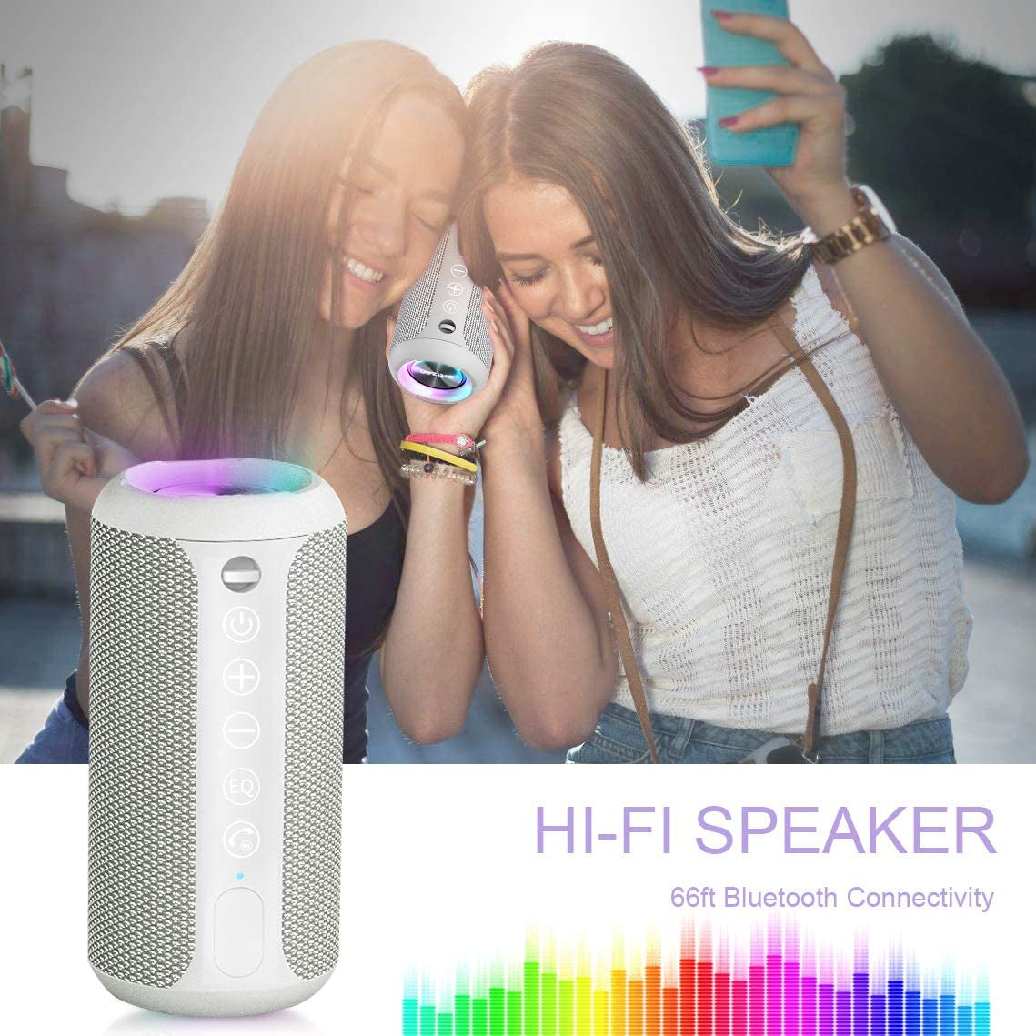 Portable Bluetooth Speaker, IPX7 Waterproof Wireless Speaker with 24W Loud Stereo Sound, Outdoor Speakers with Bluetooth 5.0, 30H Playtime,66Ft Bluetooth Range,Tws Pairing for Home