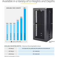 StarTech.com 4-Post 18U Wall Mount Network Cabinet, 19" Hinged Wall-Mounted Server Rack for Data / IT Equipment, Lockable Rack Enclosure