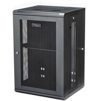 StarTech.com 4-Post 18U Wall Mount Network Cabinet, 19" Hinged Wall-Mounted Server Rack for Data / IT Equipment, Lockable Rack Enclosure