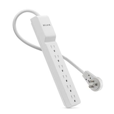 Belkin 6 Outlet Home/Office Surge Protector - Rotating Plug - 6 foot Cable -White - 720 Joules